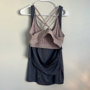 Lululemon Athletica Reenergized 2-in-1 Tank Solar Grey Tank with Built in Bra